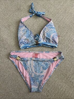 Lilly Pulitzer Blue & Pink Printed Bikini